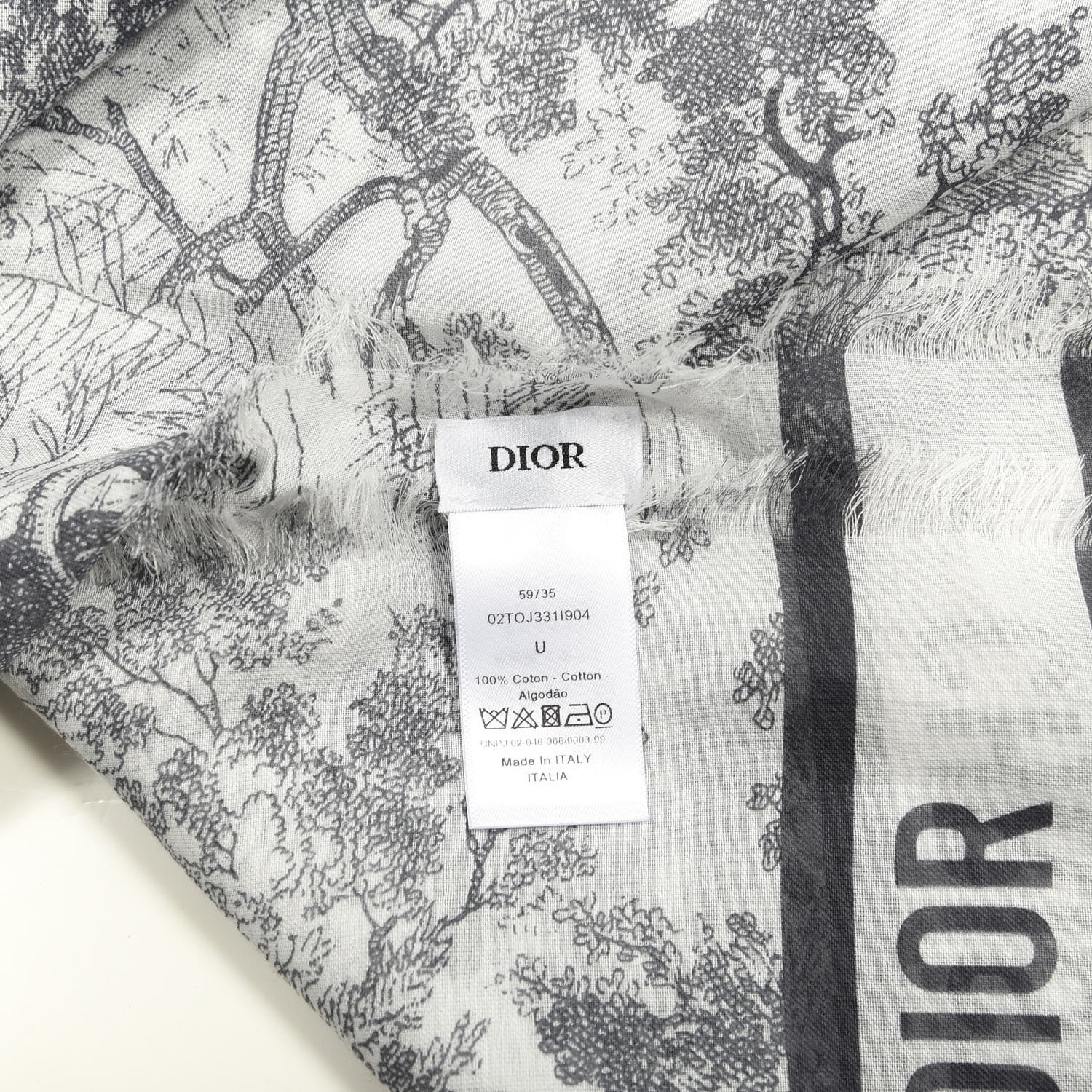 Christian Dior Wool Cashmere Silk Dioriviera Toile De Jouy Stole Grey 3 of 3