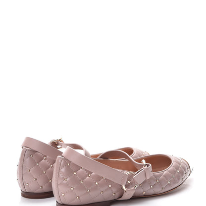 Valentino Garavani Lambskin Rockstud Spike Captoe Ballerina Flats 38 Poudre Gold 4 of 10