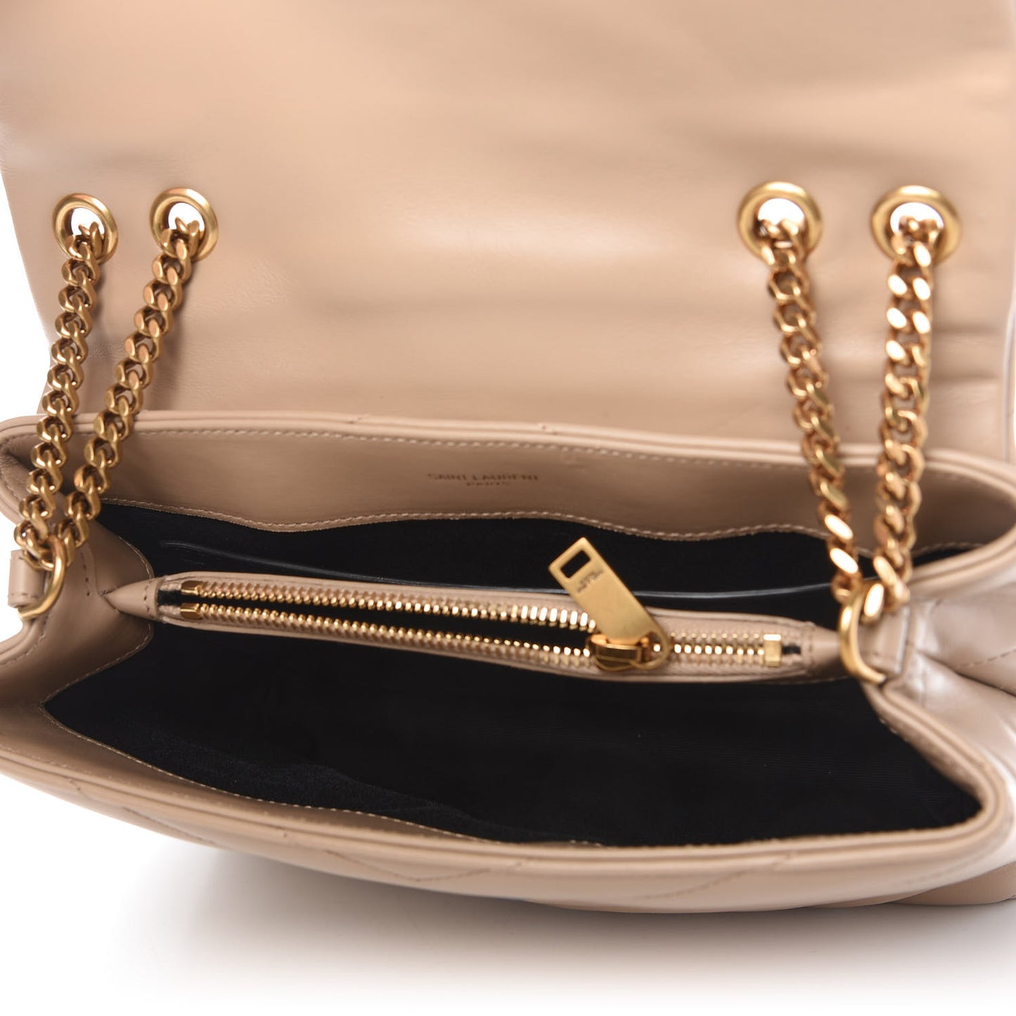 Calfskin Y Quilted Monogram Small Loulou Chain Satchel Dark Beige