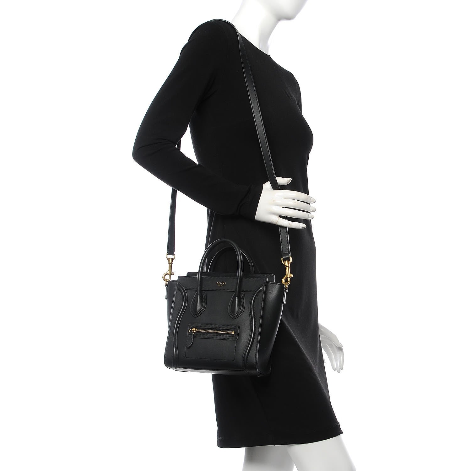 Celine Smooth Calfskin Nano Luggage Black 2 of 9