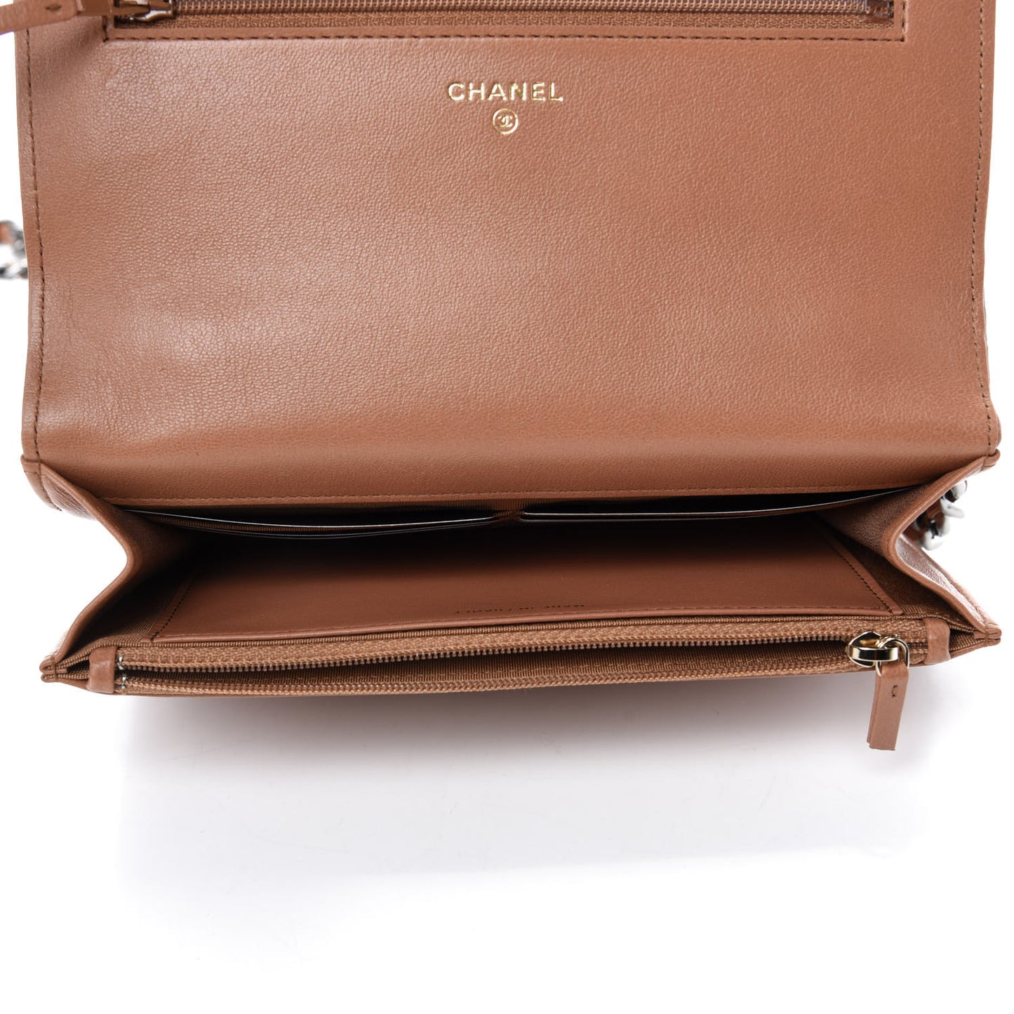Lambskin Quilted 19 Wallet On Chain WOC Brown