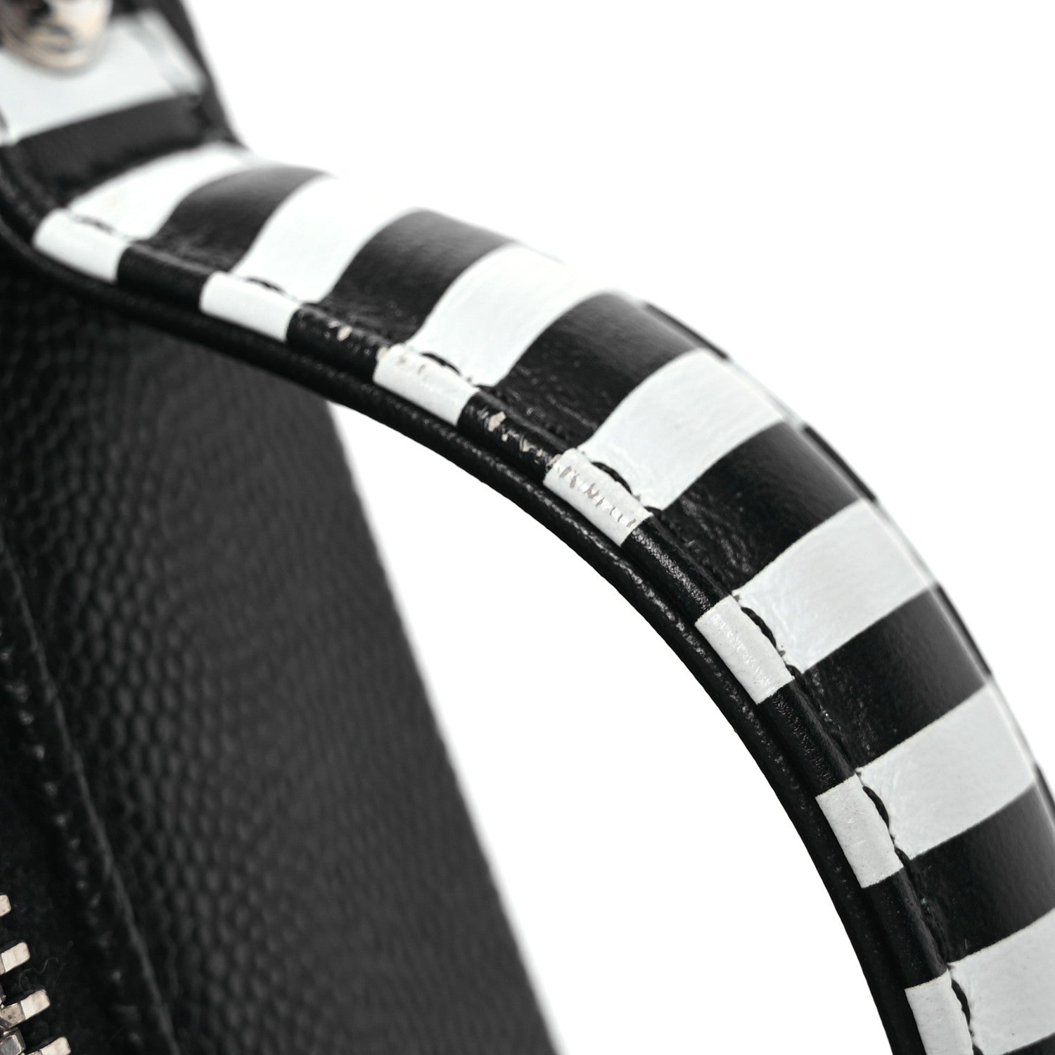 Chanel Caviar Quilted Striped Small CC Filigree Vanity Case Black White 15 of 15