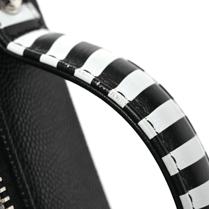 Chanel Caviar Quilted Striped Small CC Filigree Vanity Case Black White 15 of 15