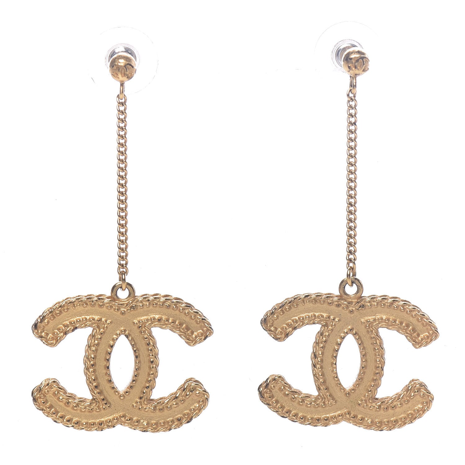 Chanel CC Drop Earrings Matte Gold 1 of 4