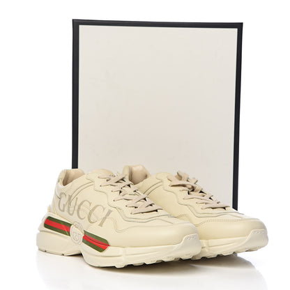 Gucci Calfskin Logo Mens Rhyton Sneakers 10 Ivory 9 of 9