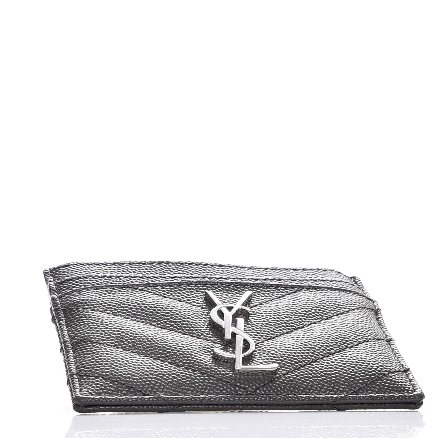 Grain De Poudre Matelasse Chevron Monogram Credit Card Case Earth