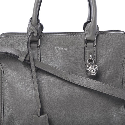 Alexander McQueen Pebbled Calfskin Small Skull Padlock Zip Around Tote Dark Grey 7 of 10
