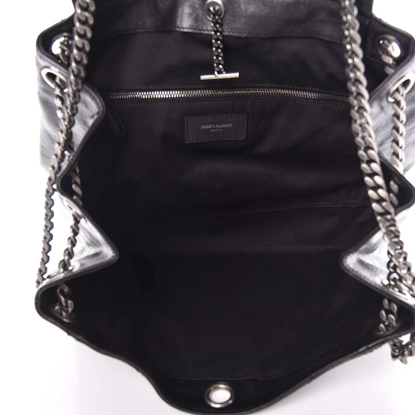 Pebbled Lambskin Chevron Monogram Large Nolita Black