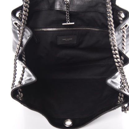 Saint Laurent Pebbled Lambskin Chevron Monogram Large Nolita Black 9 of 10