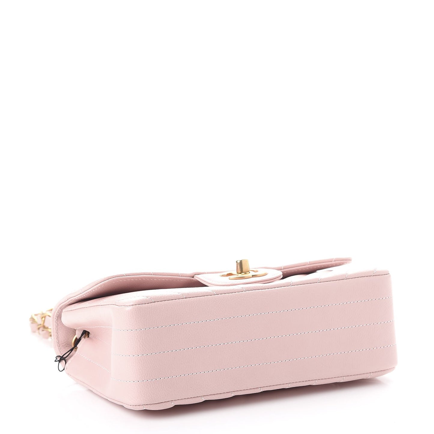 Calfskin Chevron Quilted Mini Rectangular Flap Light Pink