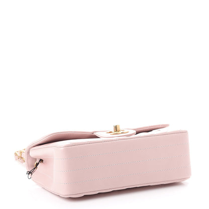 Chanel Calfskin Chevron Quilted Mini Rectangular Flap Light Pink 4 of 8