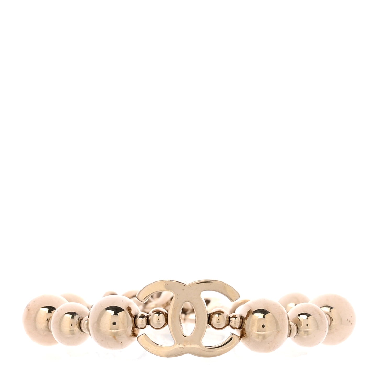 Metal Beaded CC Bracelet Gold