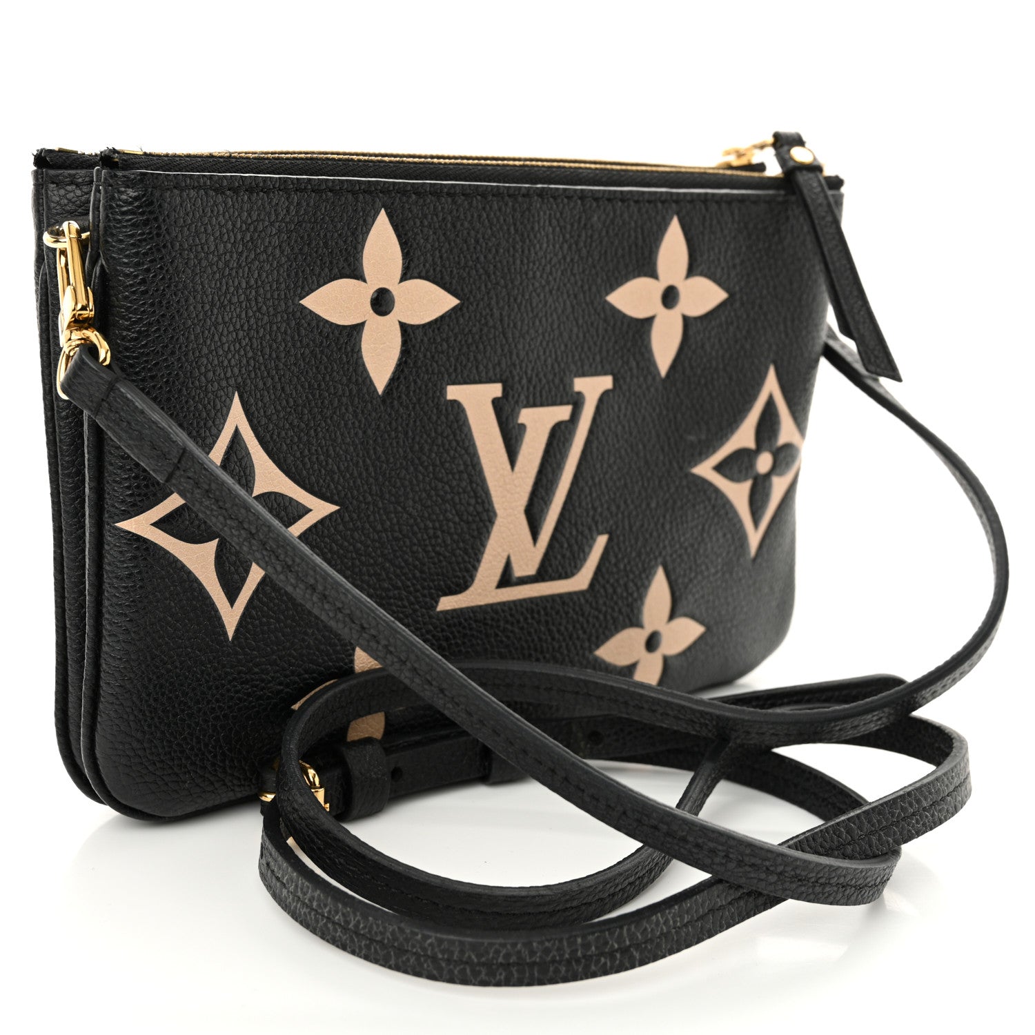 Louis Vuitton Empreinte Monogram Giant Double Zip Pochette Black Cream 3 of 12