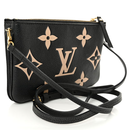 Louis Vuitton Empreinte Monogram Giant Double Zip Pochette Black Cream 3 of 12