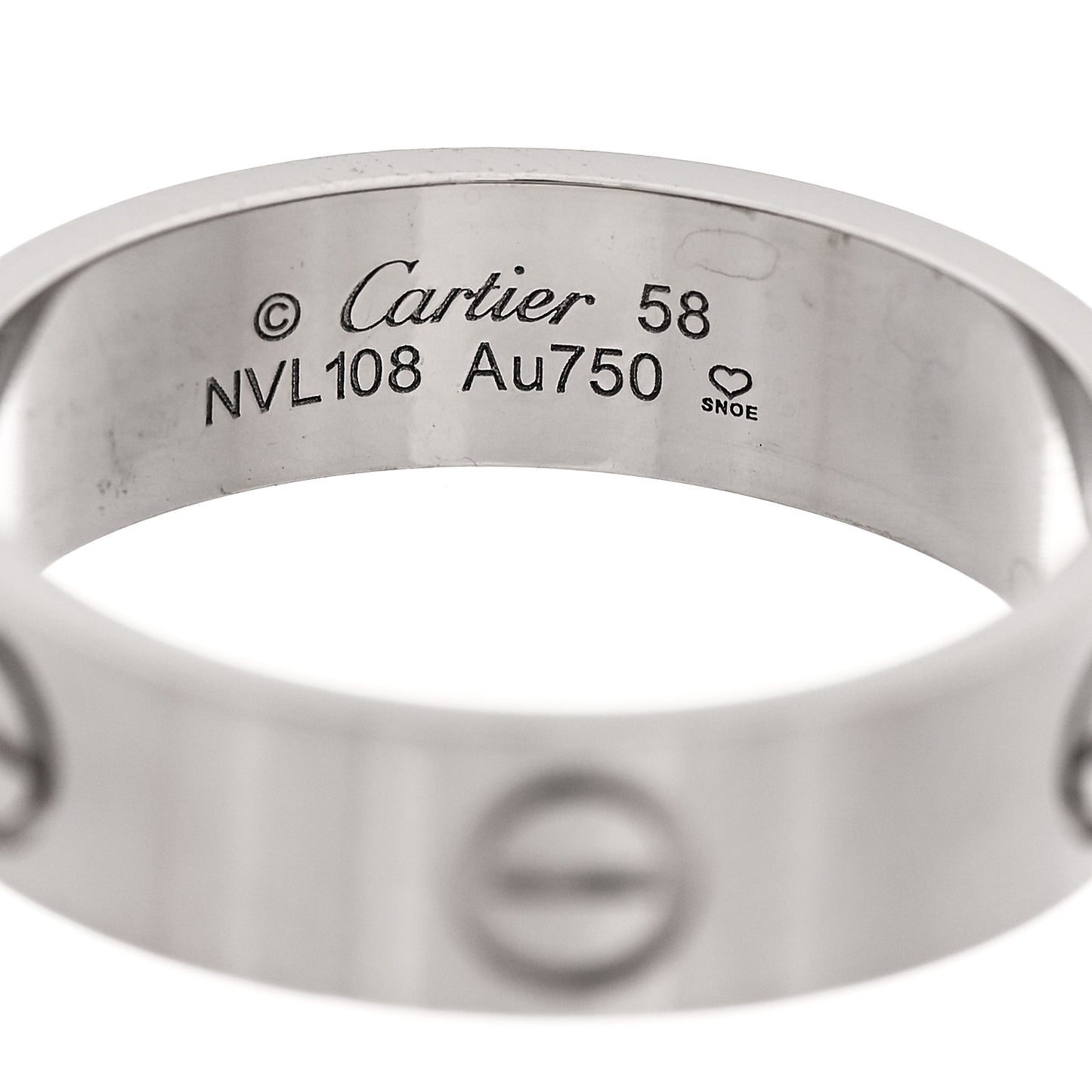 18K White Gold 5.5mm LOVE Ring 58 8.5