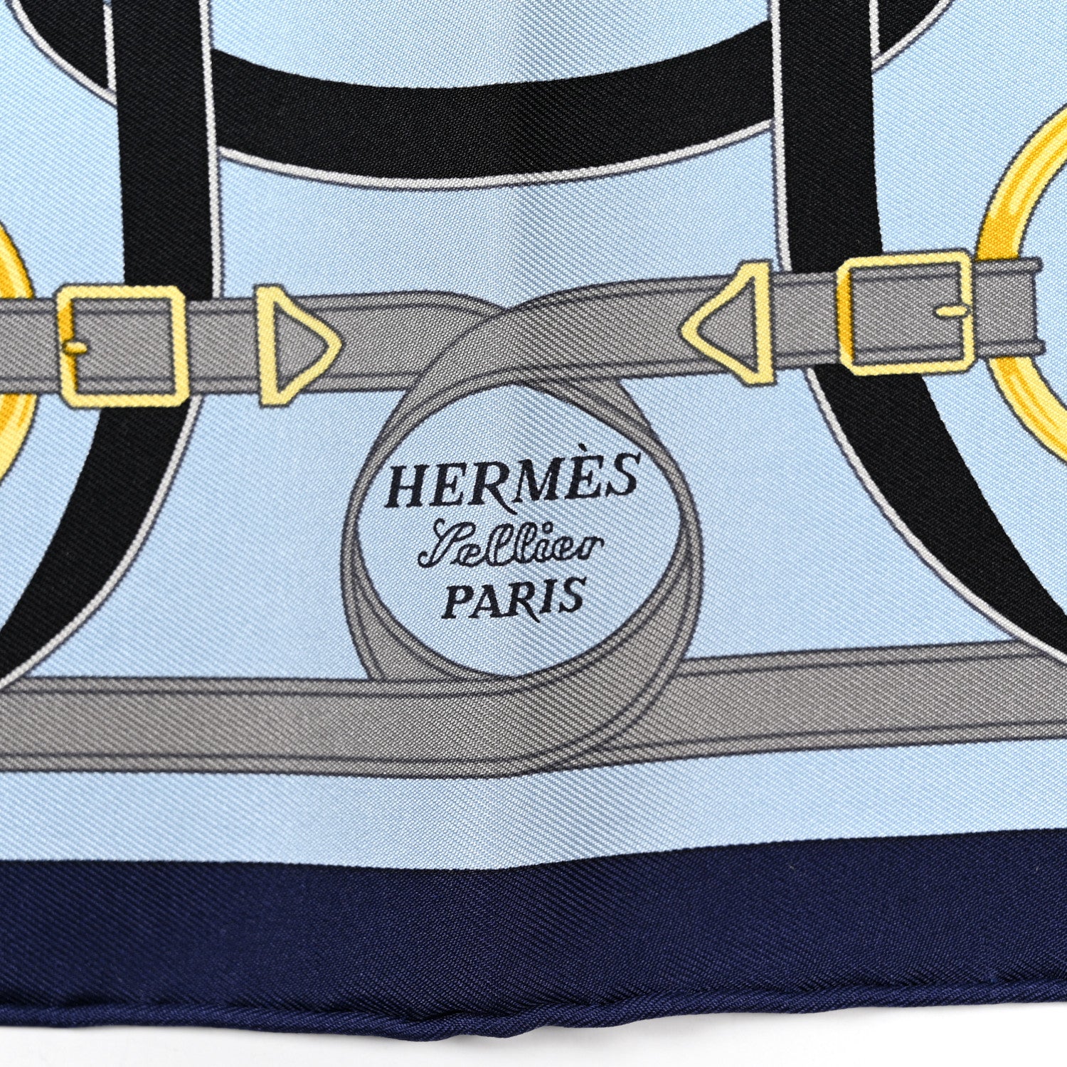 Hermes Silk Eperon D'Or Scarf 45 Marine Ciel Gold 2 of 6