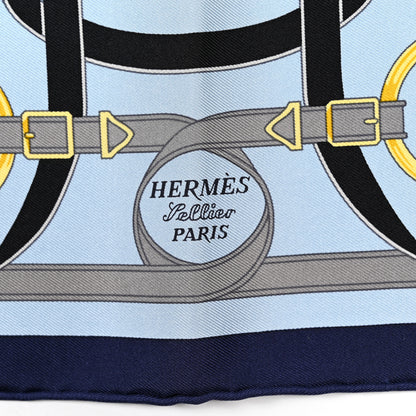 Hermes Silk Eperon D'Or Scarf 45 Marine Ciel Gold 2 of 6