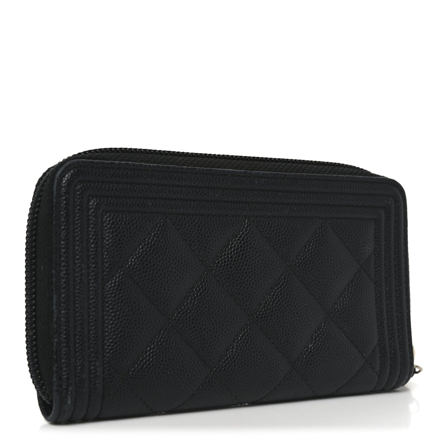 Chanel Caviar Quilted Small Boy Zip Around Wallet Black 3 of 8
