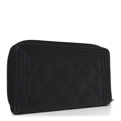 Chanel Caviar Quilted Small Boy Zip Around Wallet Black 3 of 8