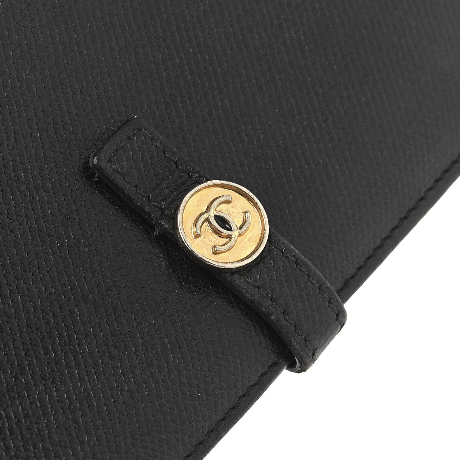 Chanel Grained Calfskin CC Button Long Wallet Black 11 of 12