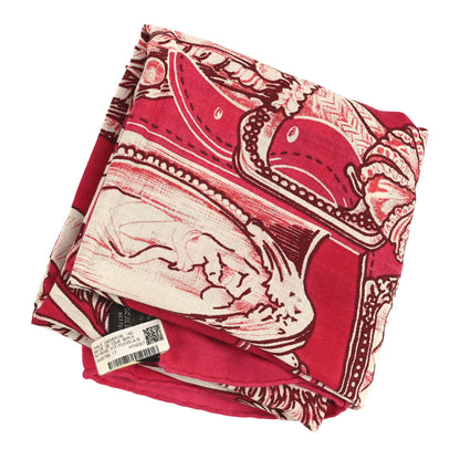 Hermes Cashmere Silk Bride De Cour Remix Shawl 140 Rose Vif Rose Vif Fuchsia 3 of 3