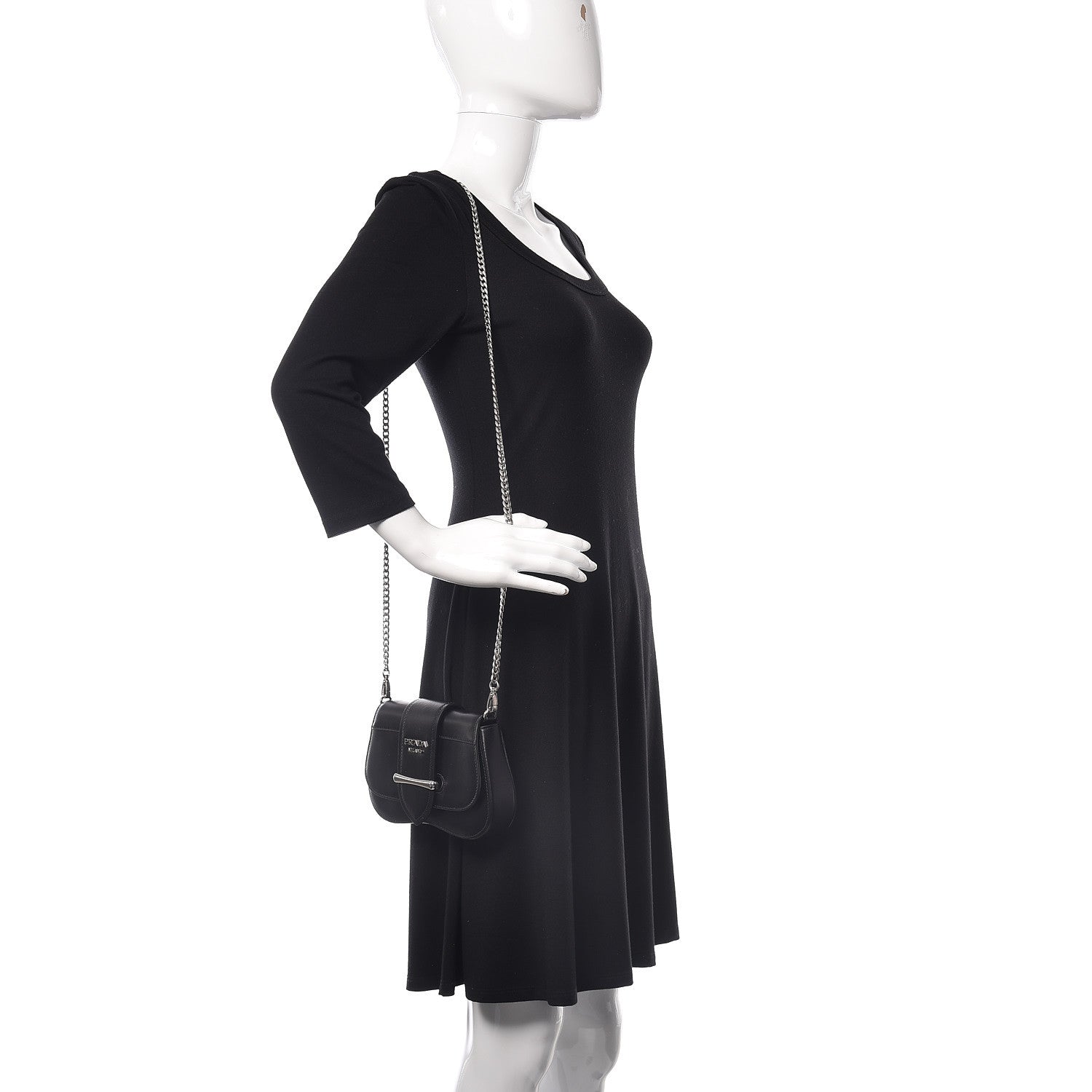 Prada City Calfskin Sidonie Convertible Chain Bag Black 2 of 10