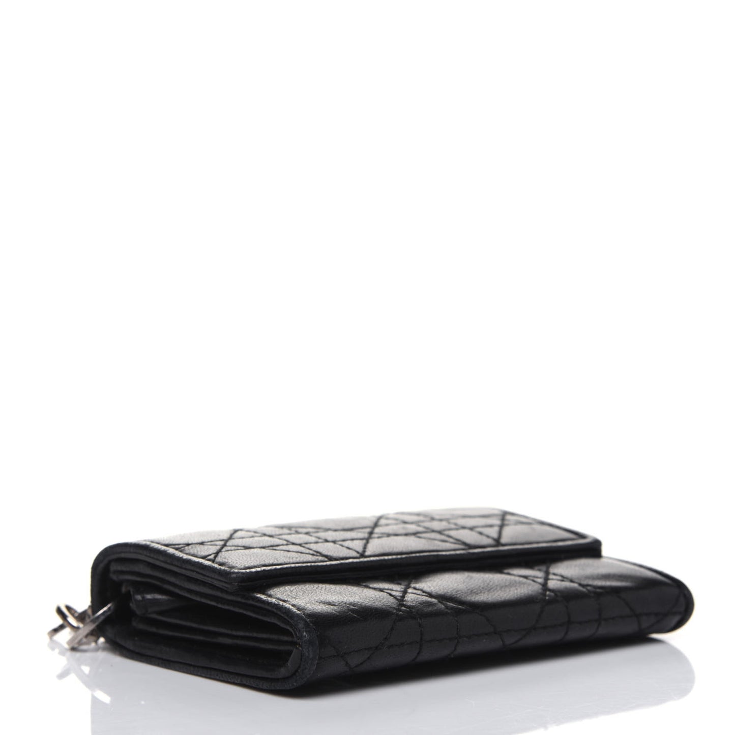Lambskin Cannage Lady Dior Card Holder Black