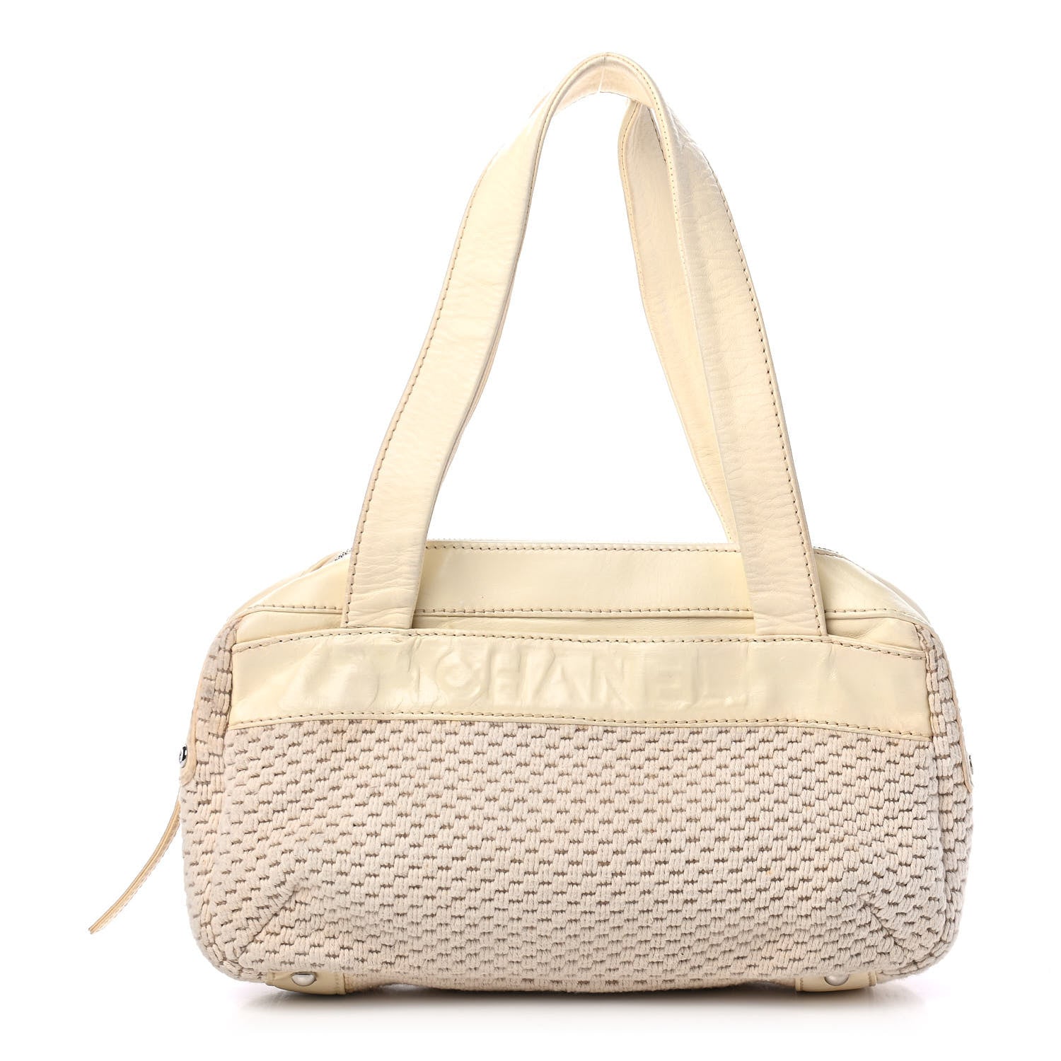 Chanel Canvas Woven Lambskin Lax Shoulder Bag Ivory 1 of 6