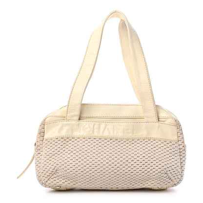 Chanel Canvas Woven Lambskin Lax Shoulder Bag Ivory 1 of 6