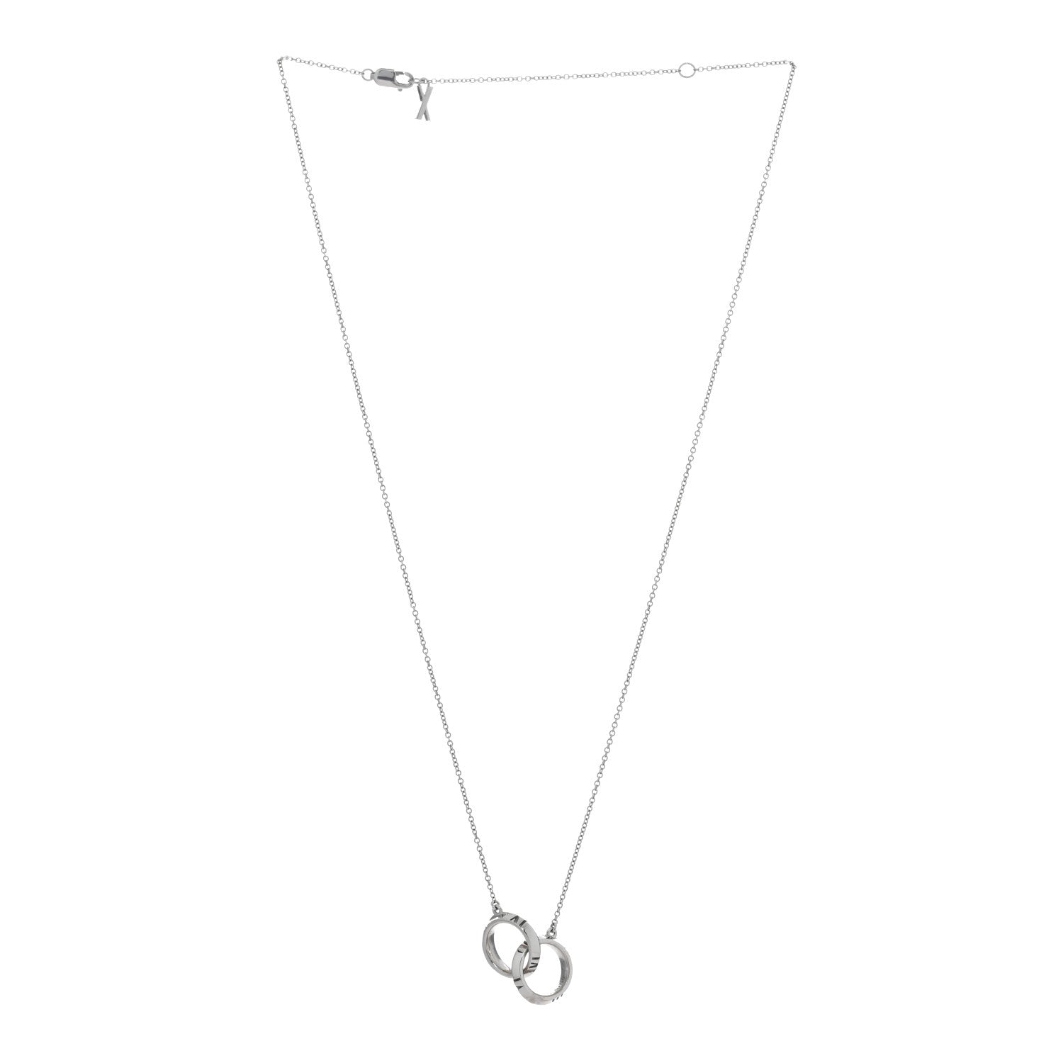 Tiffany 18K White Gold Interlocking Atlas Open Pendant Necklace 2 of 6