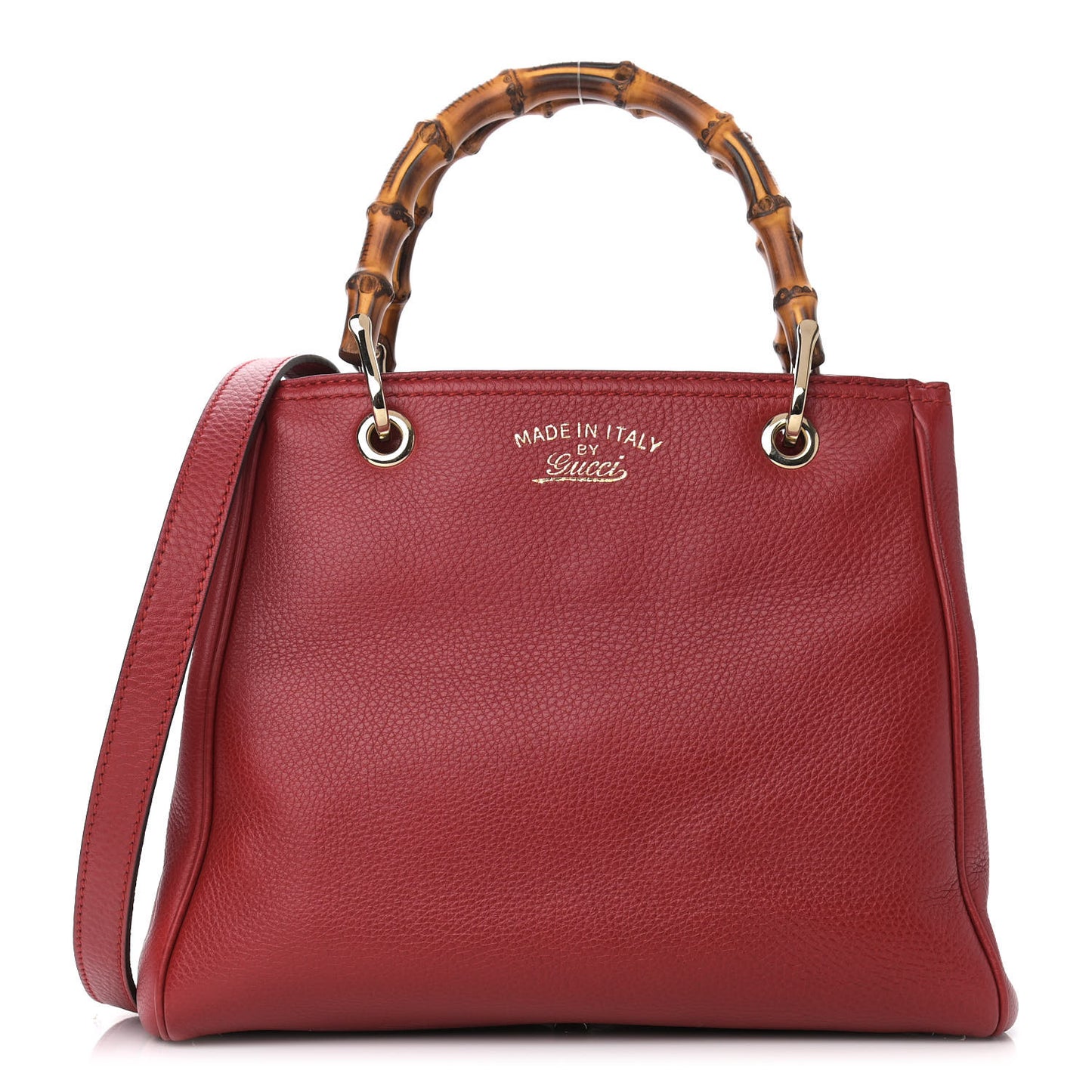 Calfskin Small Bamboo Shopper Tote Red