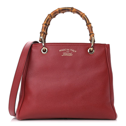 Gucci Calfskin Small Bamboo Shopper Tote Red 1 of 8