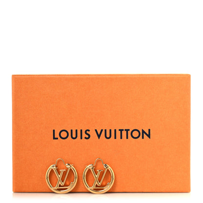Louis Vuitton Metal Small Louise Hoop Earrings Gold 5 of 5