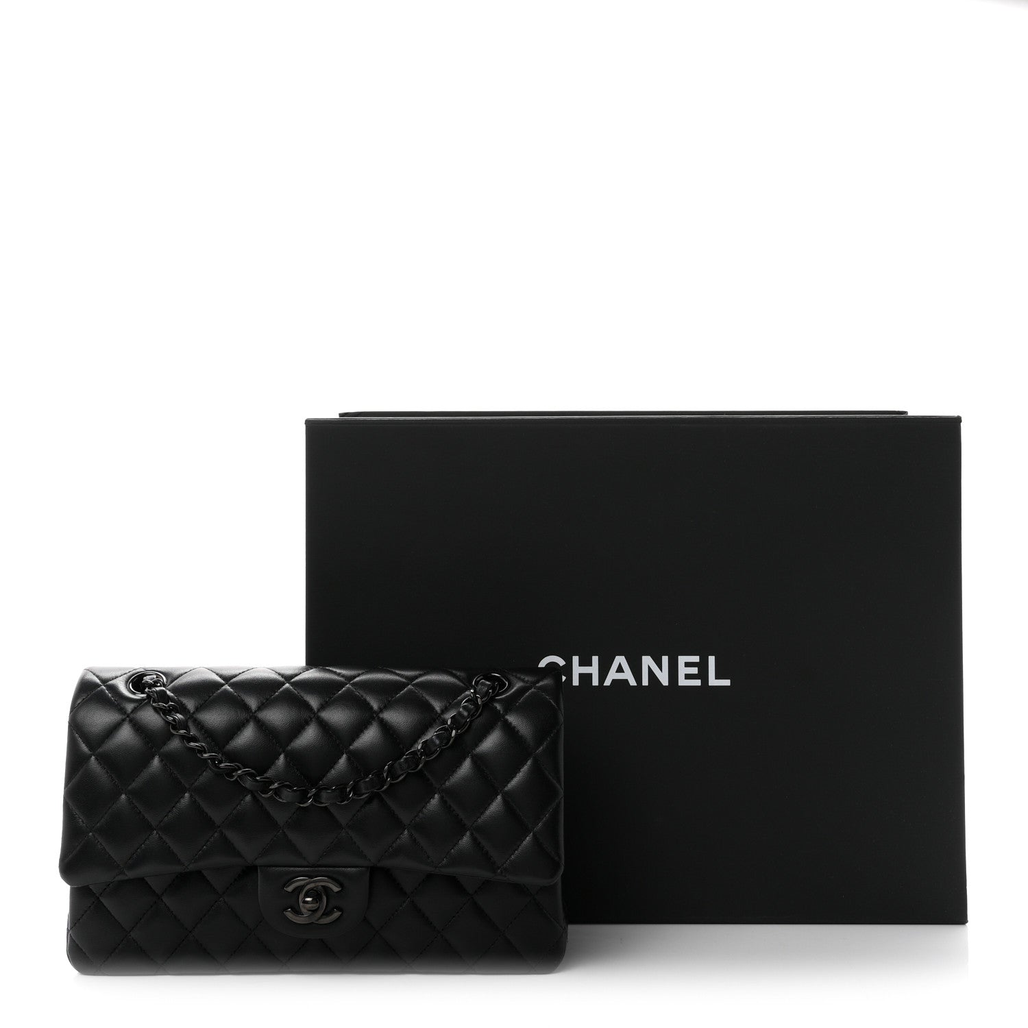 Chanel Lambskin Quilted Medium Double Flap So Black 11 of 11