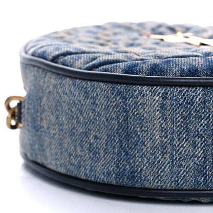 Saint Laurent Denim Quilted Monogram Round Crossbody Bag Rodeo Blue 10 of 11