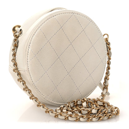 Chanel Lambskin Quilted Pearl Round Clutch With Chain White 3 of 11