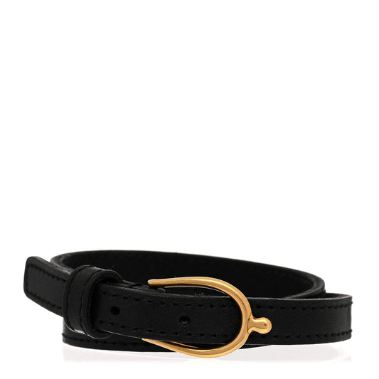 Leather Lucky Bone Double Wrap Bracelet Black