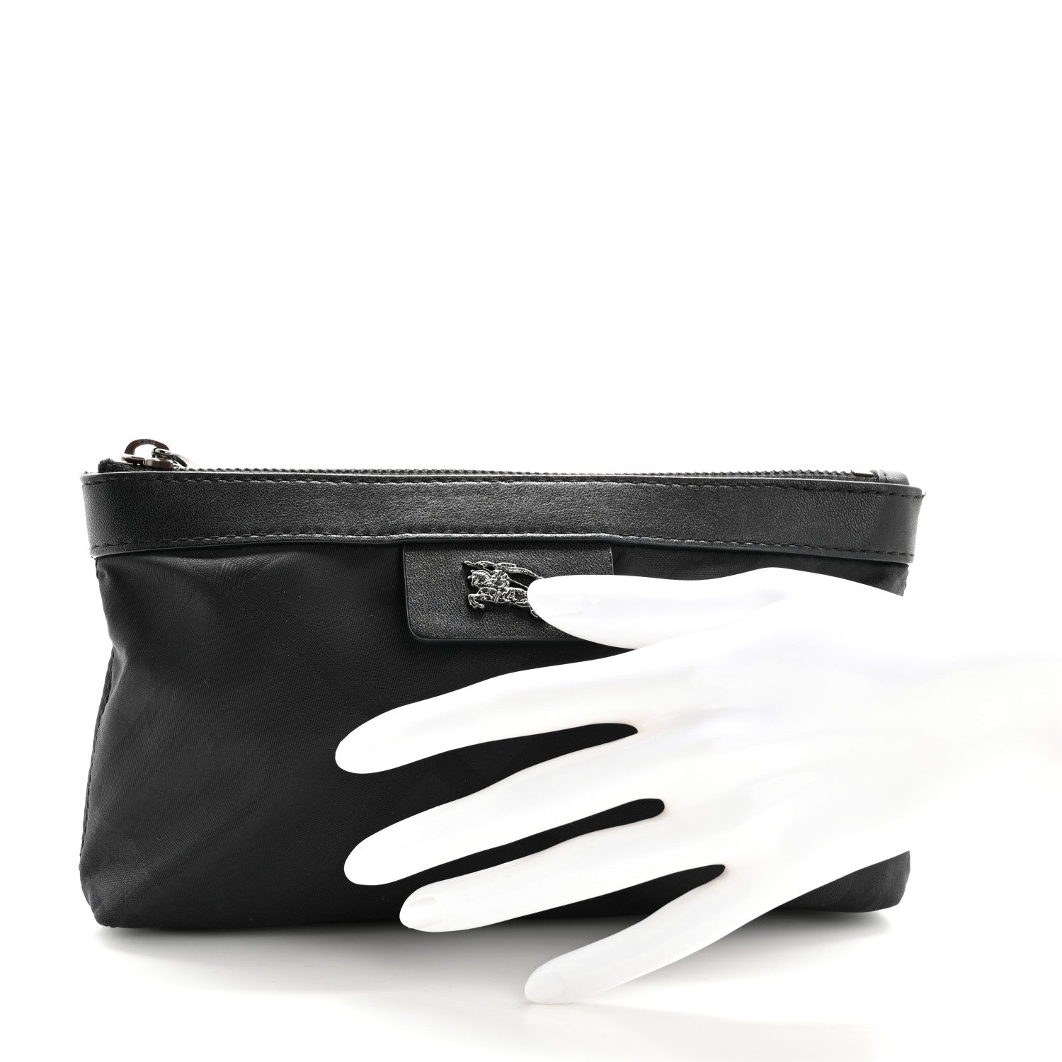 Burberry Nylon Check Pouch Black 2 of 12