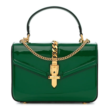 Gucci Mousse Top Patent Small Sylvie 1969 Top Handle Bag Emerald 1 of 10