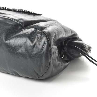 Chanel Tweed Lambskin Drawstring Tweedy Tote Dark Grey 7 of 10