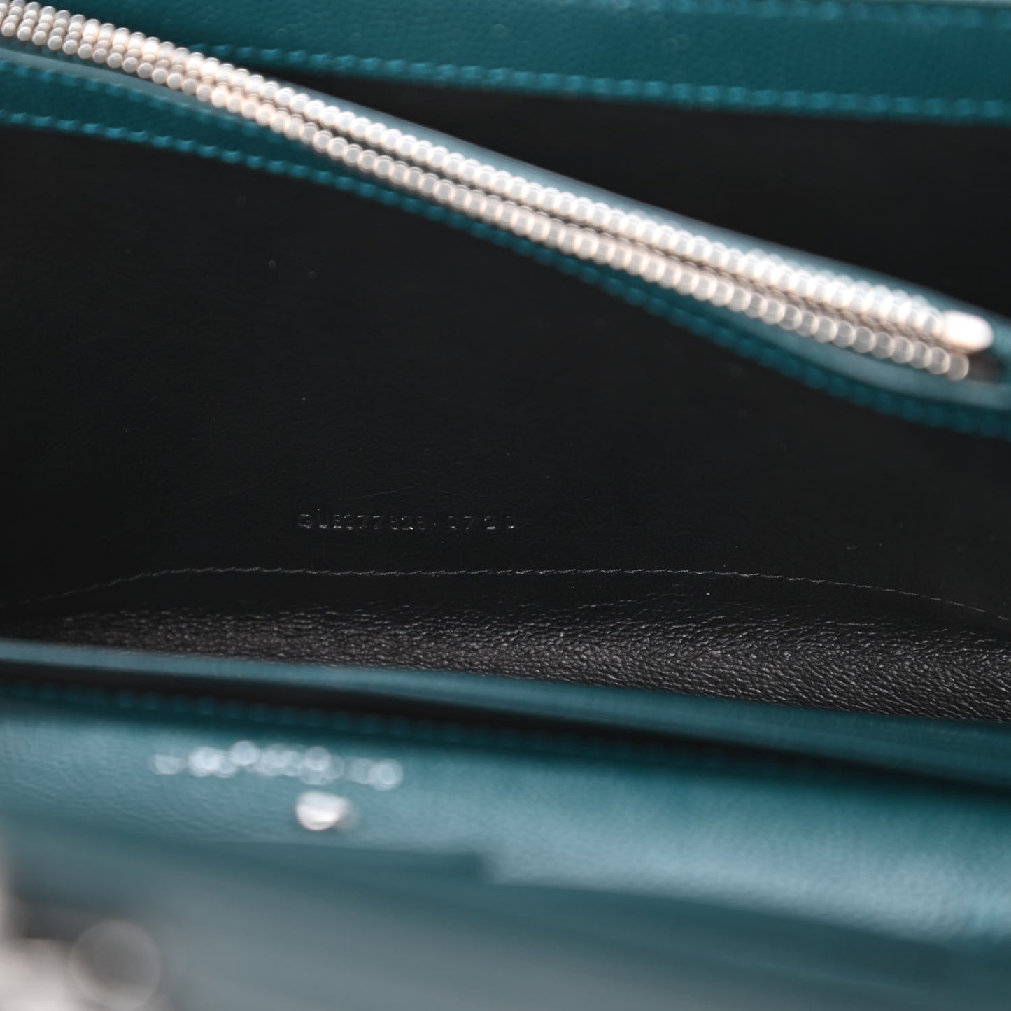 Grain De Poudre Matelasse Chevron Monogram Chain Wallet Petrol Green