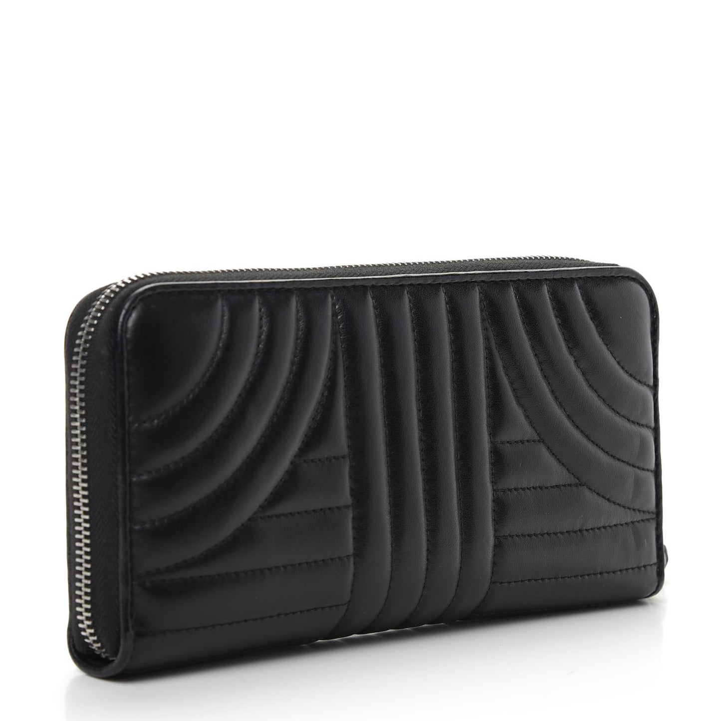 Soft Calfskin Diagramme Zip Around Wallet Black