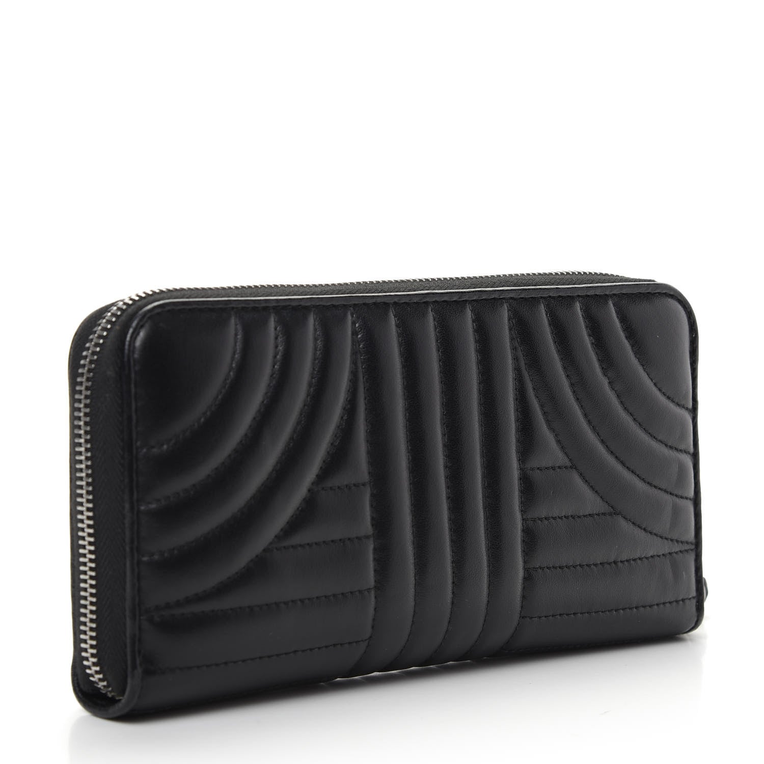 Prada Soft Calfskin Diagramme Zip Around Wallet Black 3 of 7
