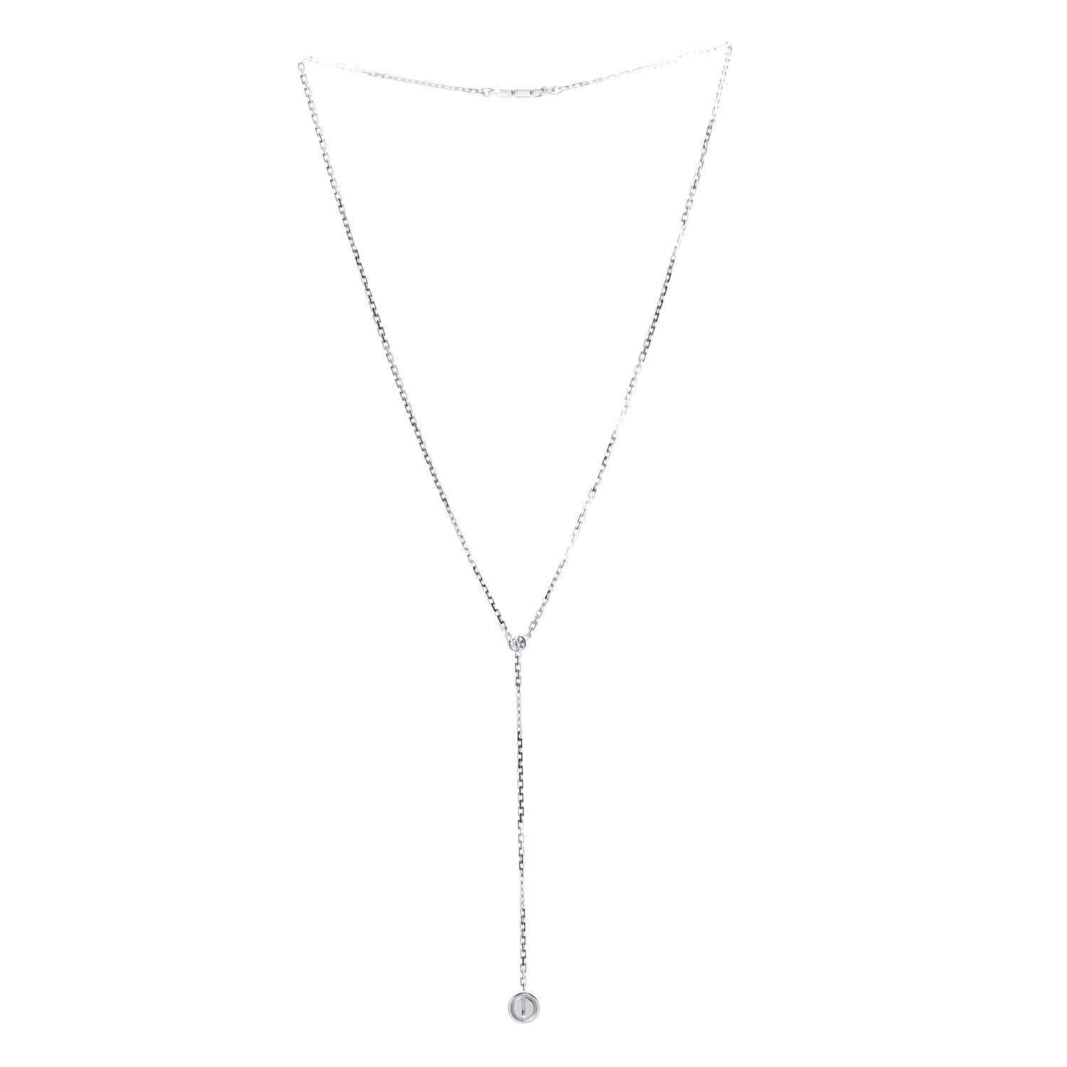 Cartier 18K White Gold Diamond LOVE Drop Necklace 3 of 6