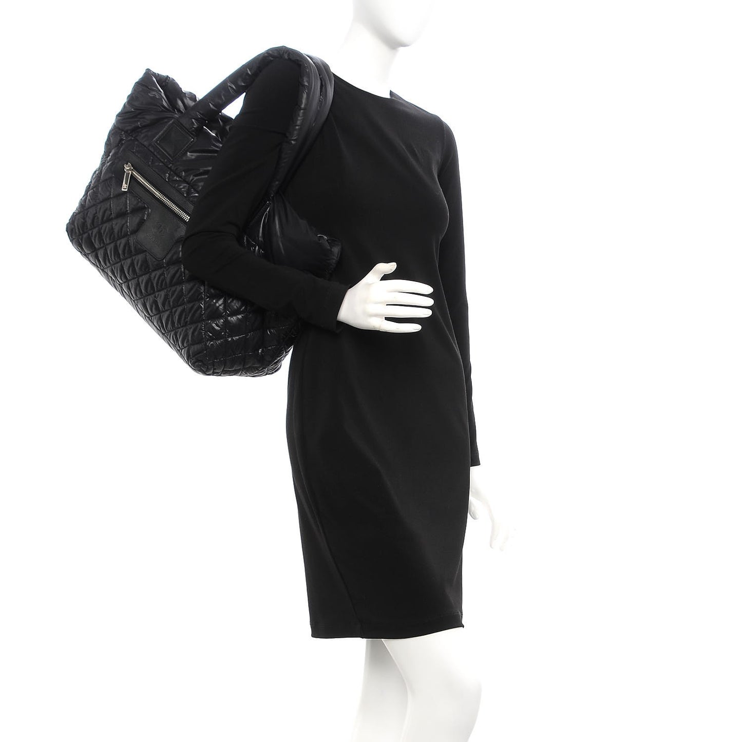 Nylon Quilted Large Coco Cocoon Tote Black