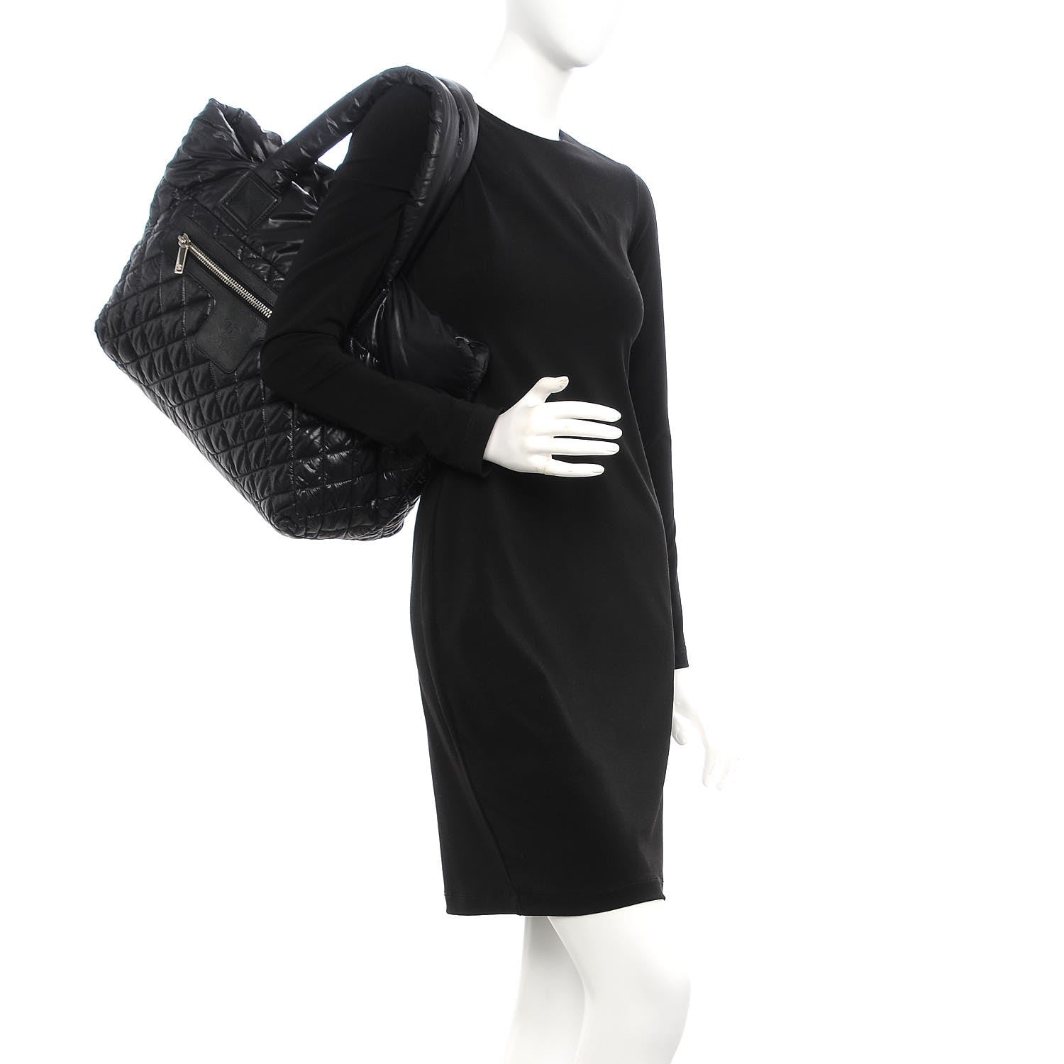 Chanel Nylon Quilted Large Coco Cocoon Tote Black 2 of 7