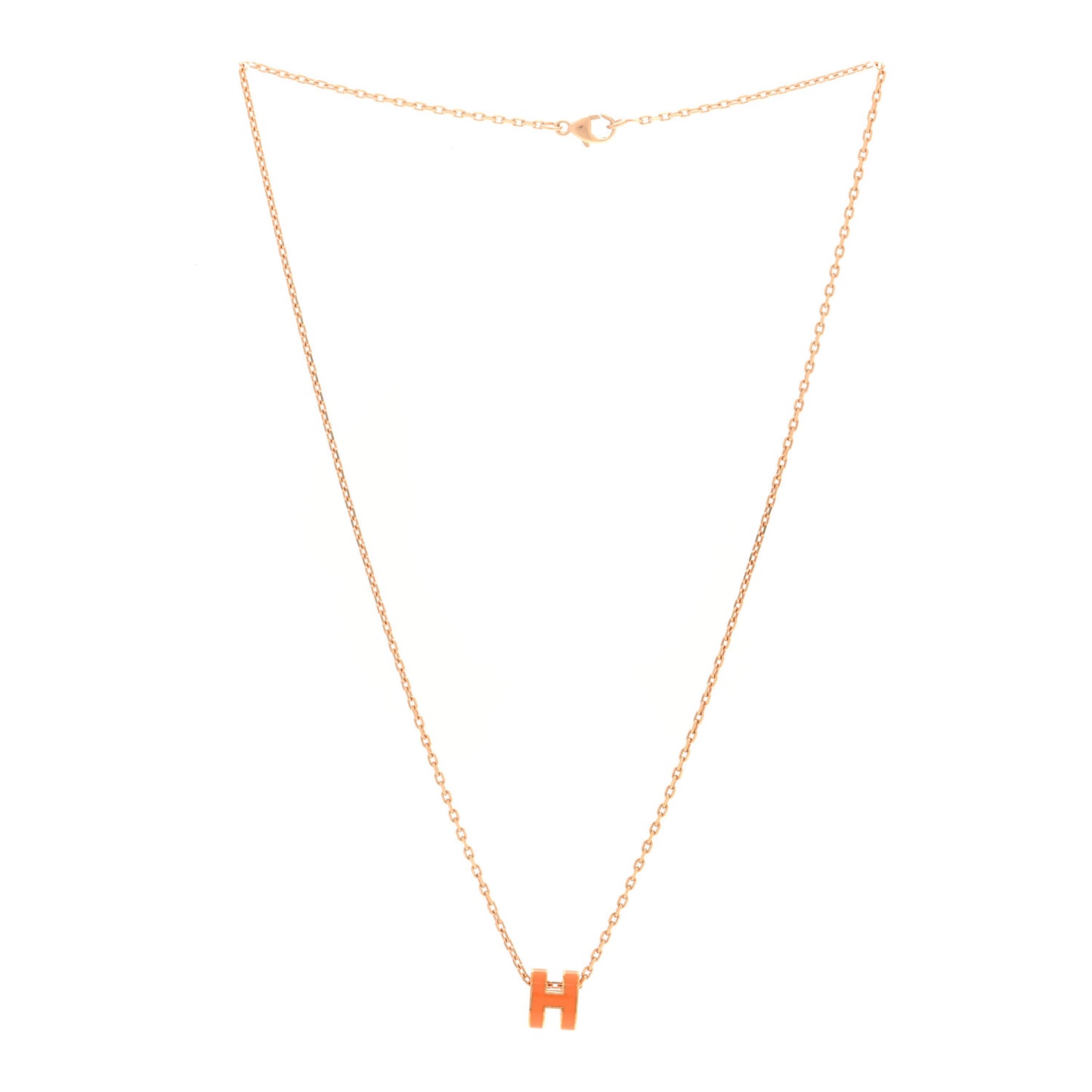 Lacquered Rose Gold Mini Pop H Pendant Necklace Orange