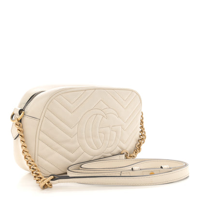Gucci Calfskin Matelasse Small GG Marmont Chain Shoulder Bag White 3 of 14