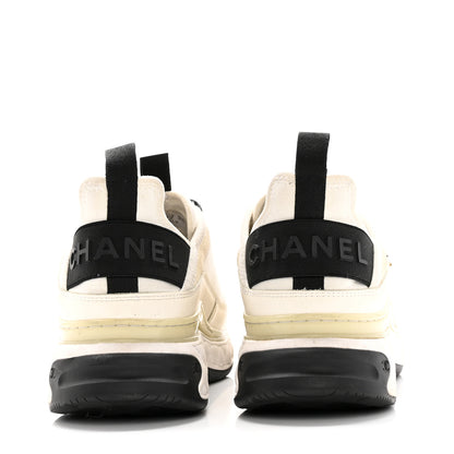 Chanel Velvet Calfskin Mixed Fibers CC Sneakers 36 Ivory Black 5 of 22