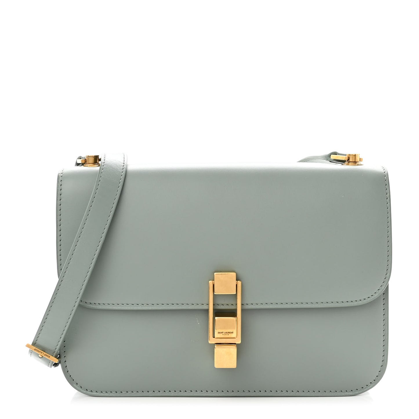 Smooth Calfskin Carre Satchel Vert Opaline